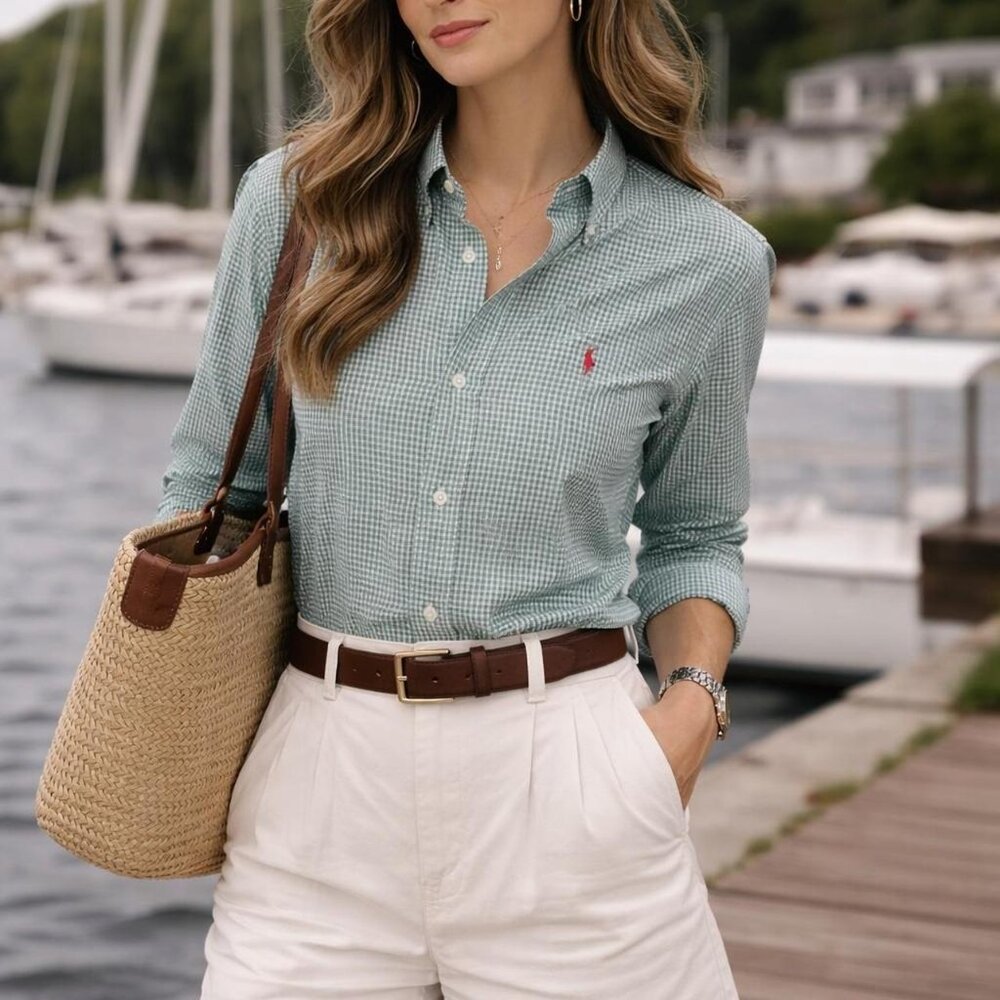 Polo by Ralph Lauren Mint Green Gingham Button-Down Shirt